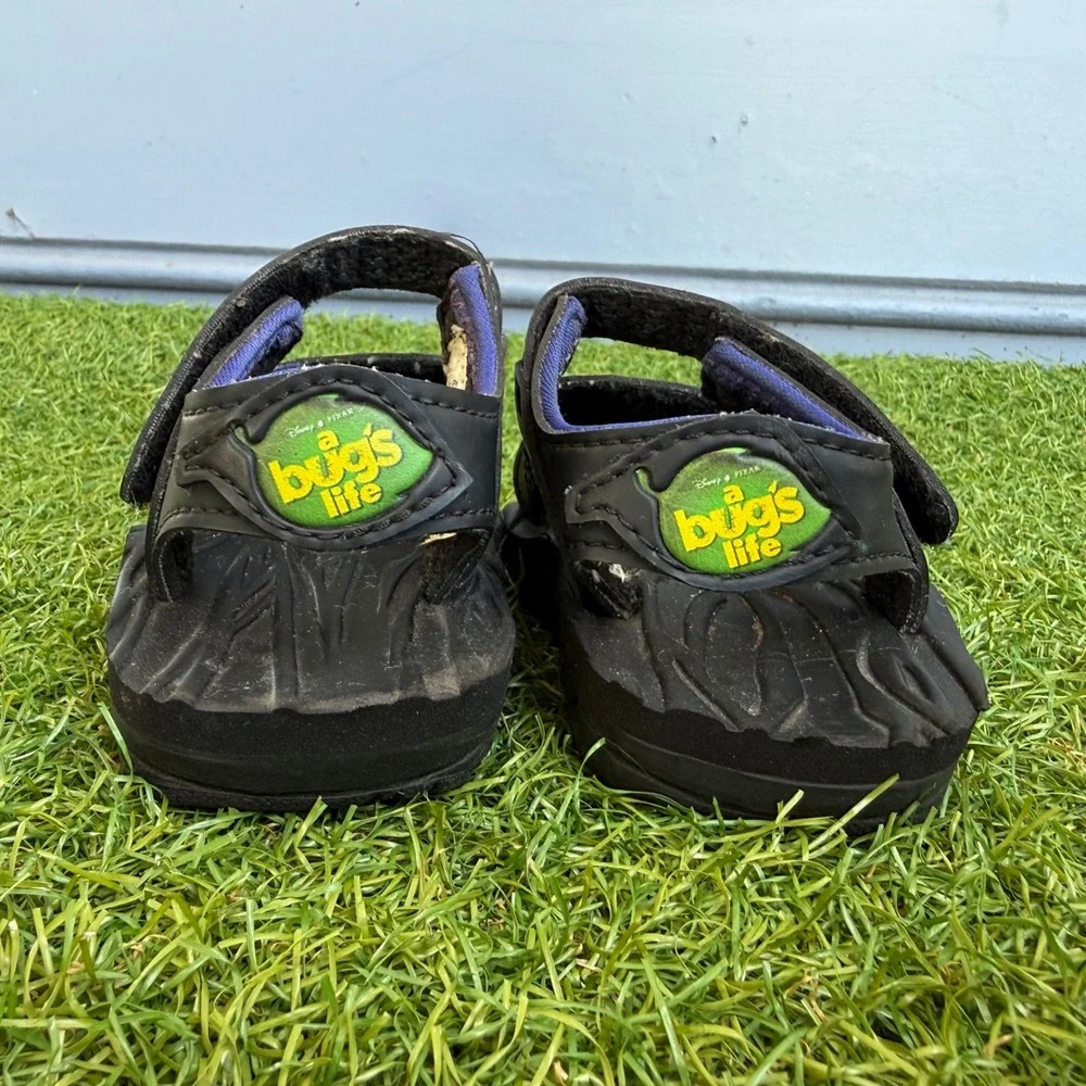 Vintage 90s Disney Pixar A Bugs Life Flik Sandals Kids Size 5 Black Blue Kidcore